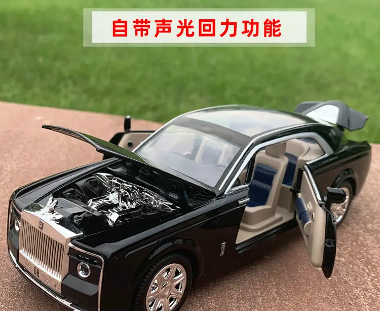 1:24 Rolls Royce Phantom металлические игрушечные колеса, имитационный звуковой светильник, вытяжной задний светильник, коллекция детских подарков, литая под давлением модель автомобиля