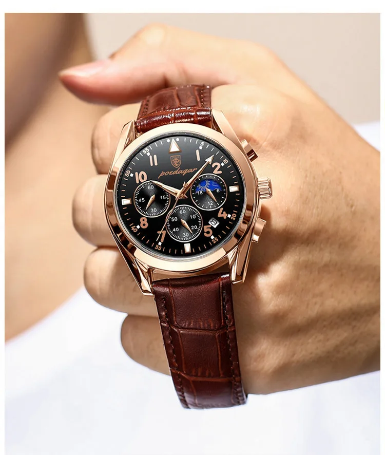 

Men Watch Luxury Sport Military Business Rose Gold Clock Waterproof Male Casual Luminous Quartz Wristwatch
