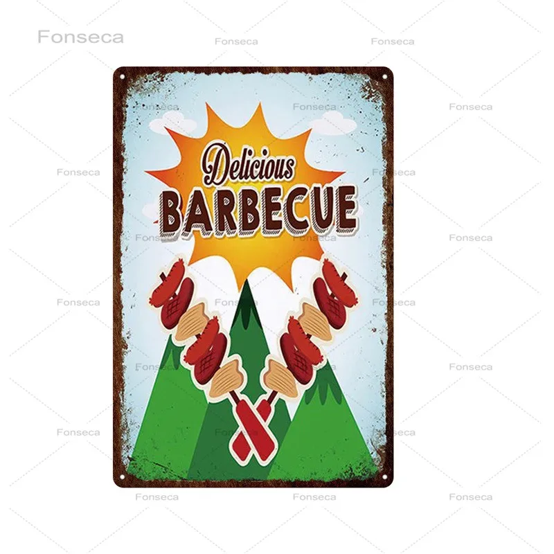 Барбекю знаки Винтаж металлическая Жестяная Табличка с надписью Dad's BBQ плакат