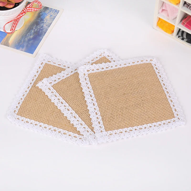 Кружевные джутовые подставки Diy настольные Винтажные льняные Изоляционные