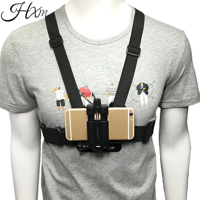 

2020 New Mobile Phone Chest Mount Harness Strap Holder Cell Phone Clip Action Camera Adjustable Straps For Xiaomi For Iphone