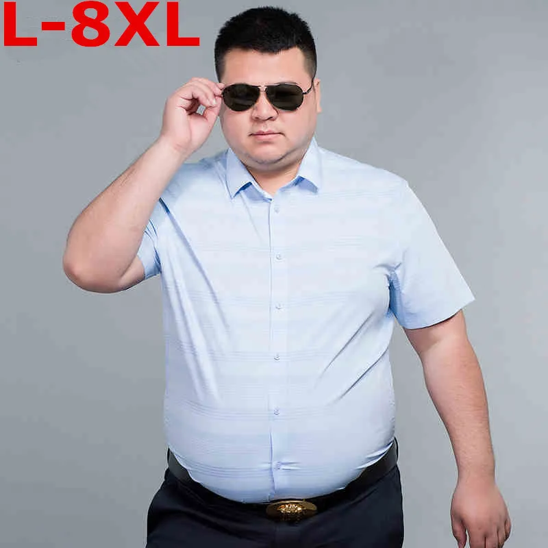 Новый размера плюс 8XL 7XL 6XL летние Стиль мужские рубашки поло в полоску 100% хлопок