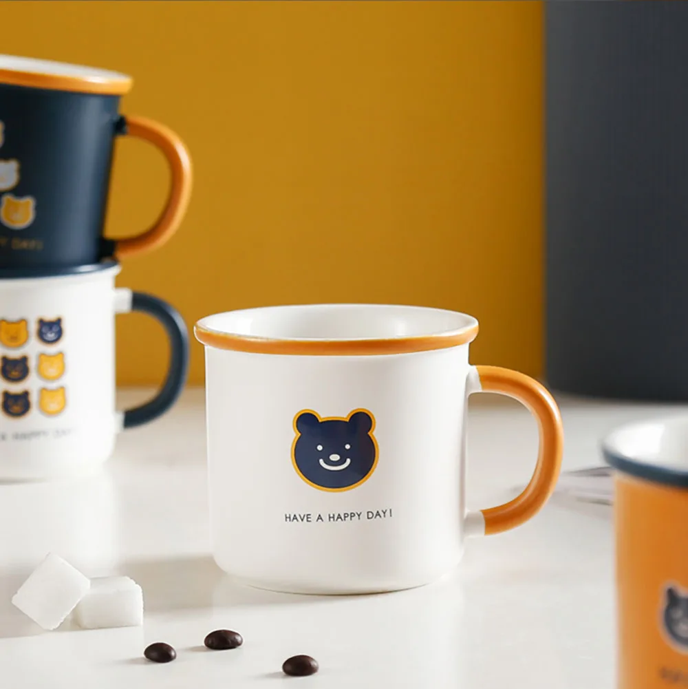 

Japanese Style Simple Mug Fashion Ceramic Cup Household Water Cup Matte Personalized Coffee Mug Cute Bear Cake Towel