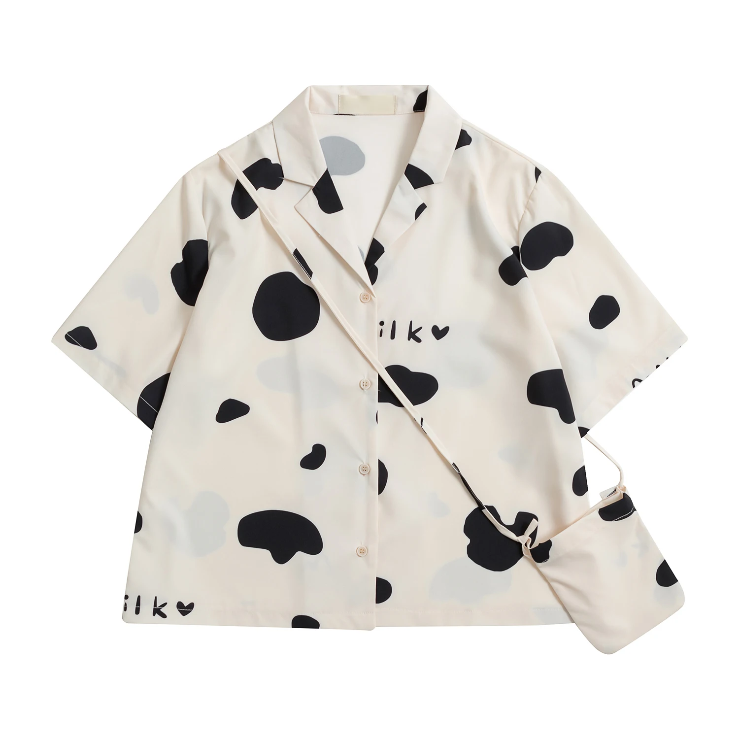 Женская шифоновая блузка Bebobsons летняя рубашка с принтом коровы и птицы топы сумки