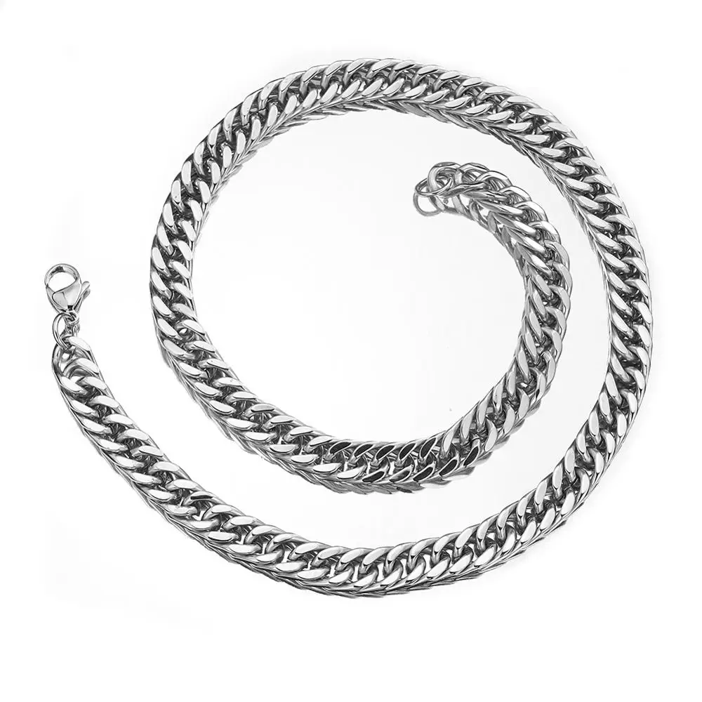 

10mm Polished Silver Color Stainless Steel Cuban Curb Link Chain Jewelry Mens Womens Necklace Or Bracelet 7-40" Fashion Jewelry