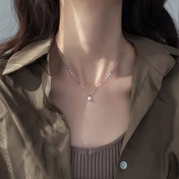 fashion 925 sterling silver single diamond necklace advanced simple shiny zircon pendant feminine clavicle chain party jewelry
