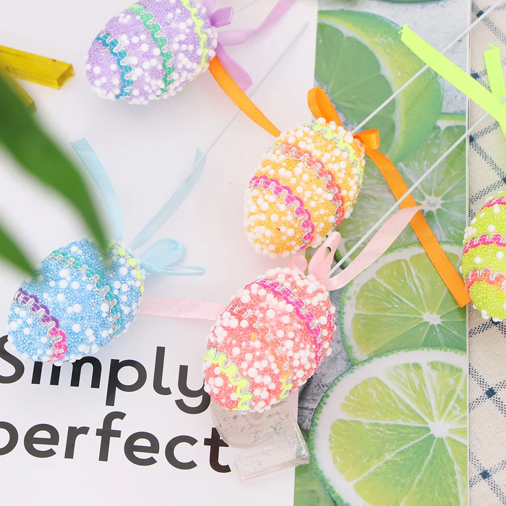

DIY Easter Decoration Eggs Styrofoam Foam Ball Happy Easter Decorations For Home Kids Easter Party Gifts Handmade Ornaments