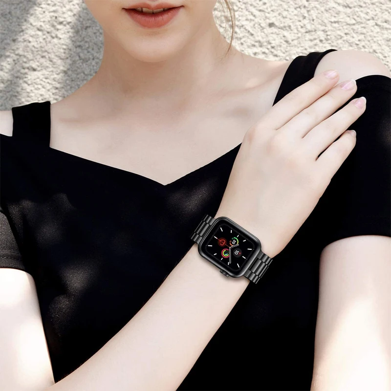 Ремешок из нержавеющей стали для apple watch band 44 мм 40 42 38 металлический браслет iwatch