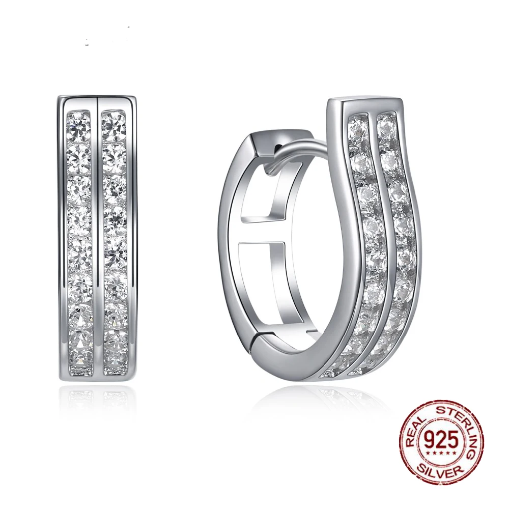 Серьги-кольца из настоящего серебра 92.5% пробы классические ювелирные изделия