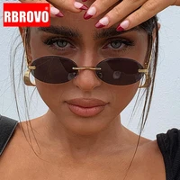 rbrovo 2021 oval retro sunglasses women high quality eyeglasses for womenmen small glasses male rimless driving glasses rimless