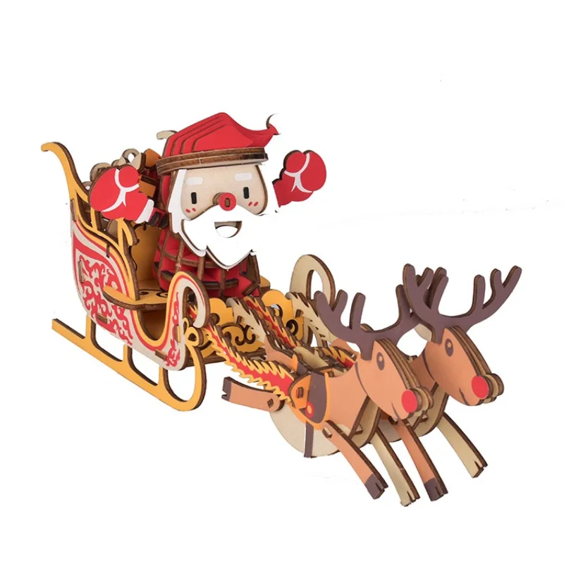 Рождественский набор игрушка сделай сам 3D Деревянный трехмерный пазл лазерная