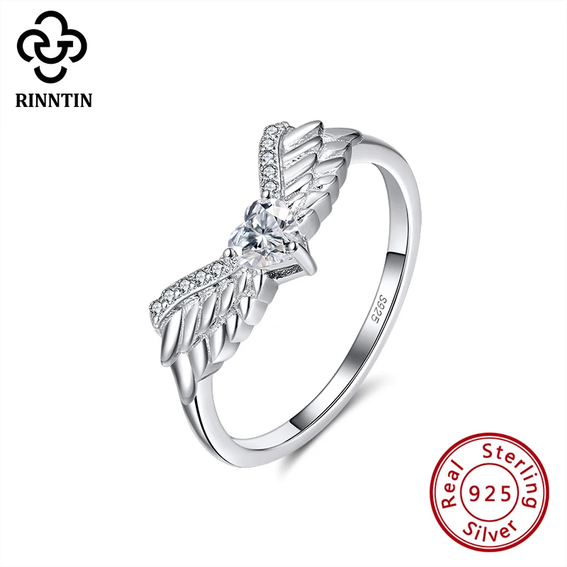 

Rinntin Real 925 Sterling Silver Ring Shiny Wing Shape AAAA Zircon Varied Sizes For Female Dating Aniversary Engagement TSR226