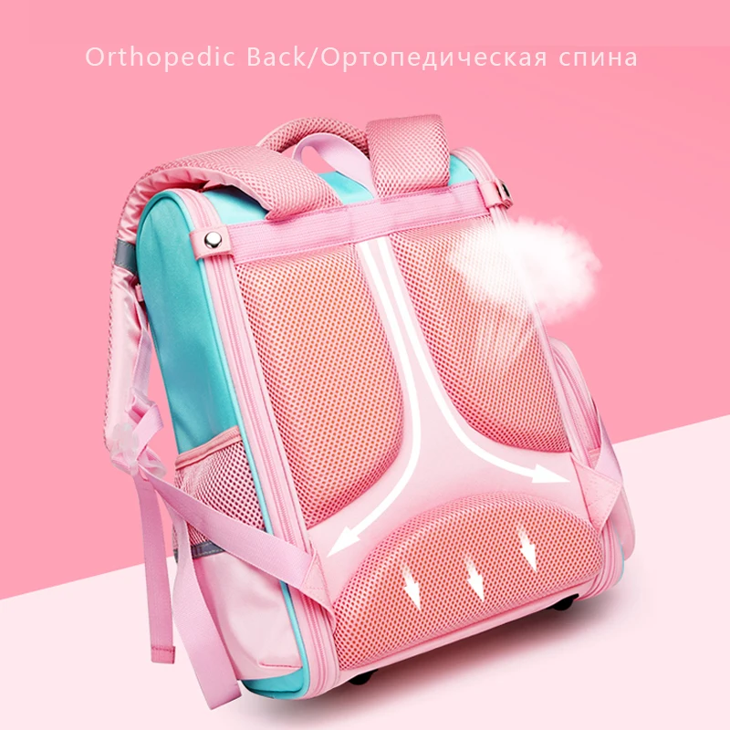 Orthopedic Back Girl School Bags  Children Books Bag Waterproof Nylon 3D Space