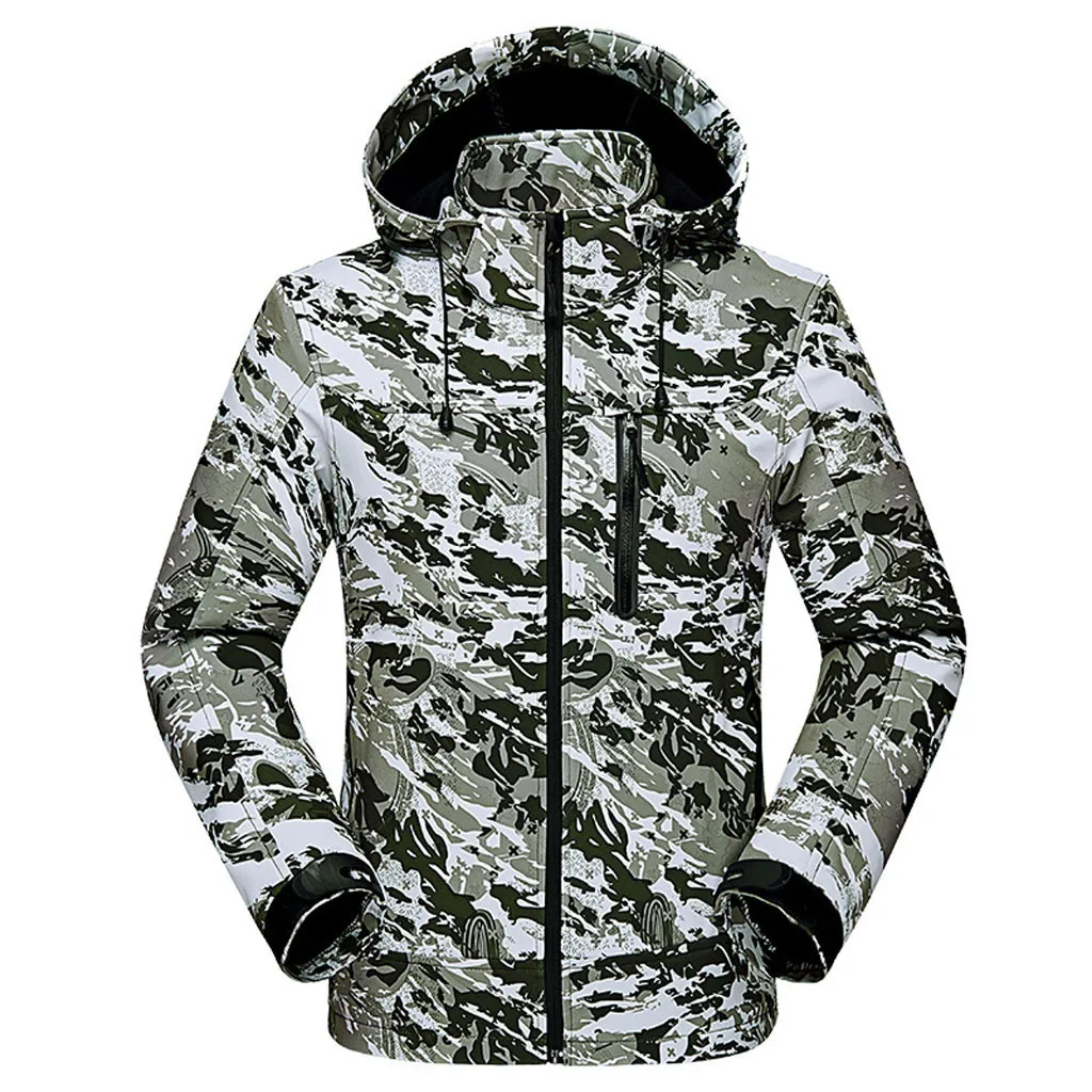 Winter Camouflage Jackets Couple Casual Autumn Long Sleeve Hooded Zipper Fleece Outdoor And Coats Sportswear | Мужская одежда
