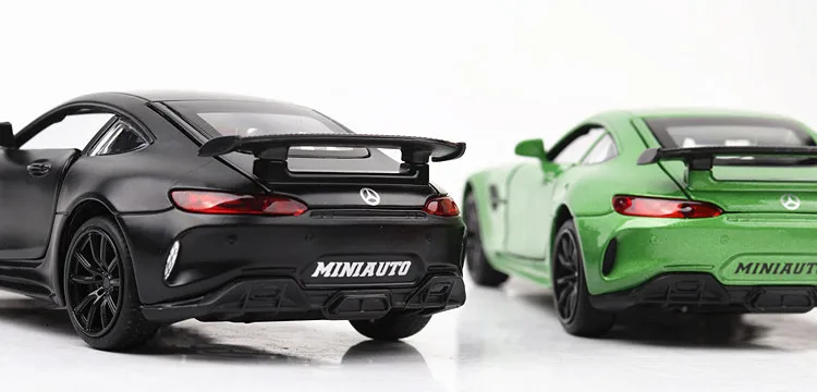 1/32 литой спортивный автомобиль из сплава, модель Benz AMG GTR, вытяжной светильник со звуком, литые игрушки, модели автомобилей для детей, подарки на день рождения