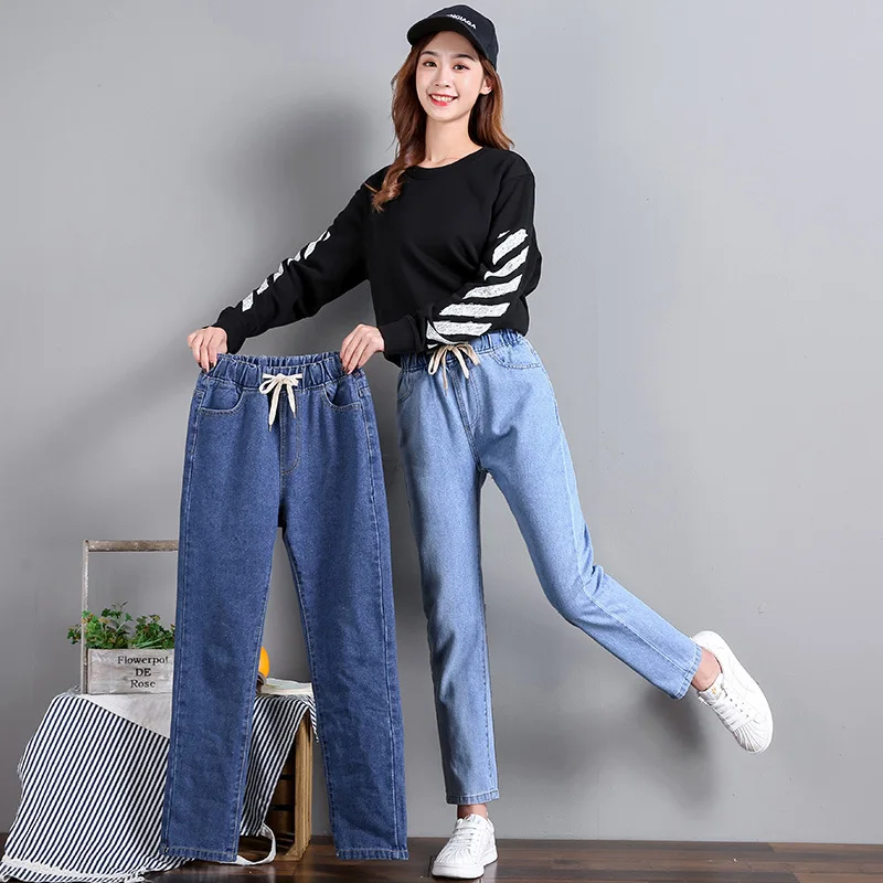 

Women's shorts spring and summer traf straight casual elastic waist tie harajuku Women's pants loose nine-point shorts female