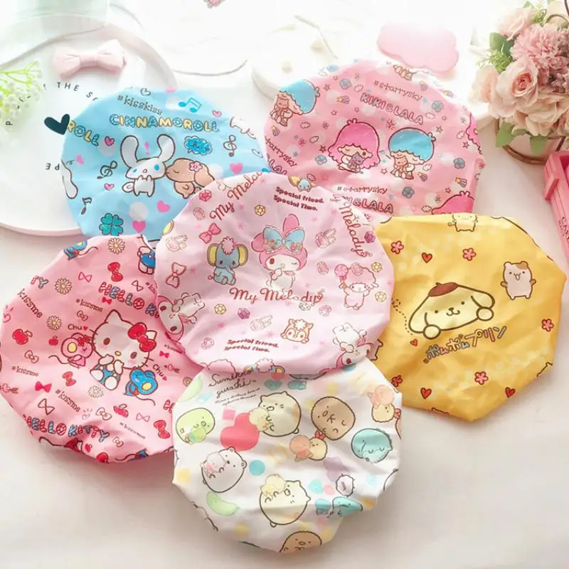 

Lovely Kawaii cartoon double layer bath cap melody KT cat waterproof bath cap shampoo cap kitchen oil fume proof hair cap