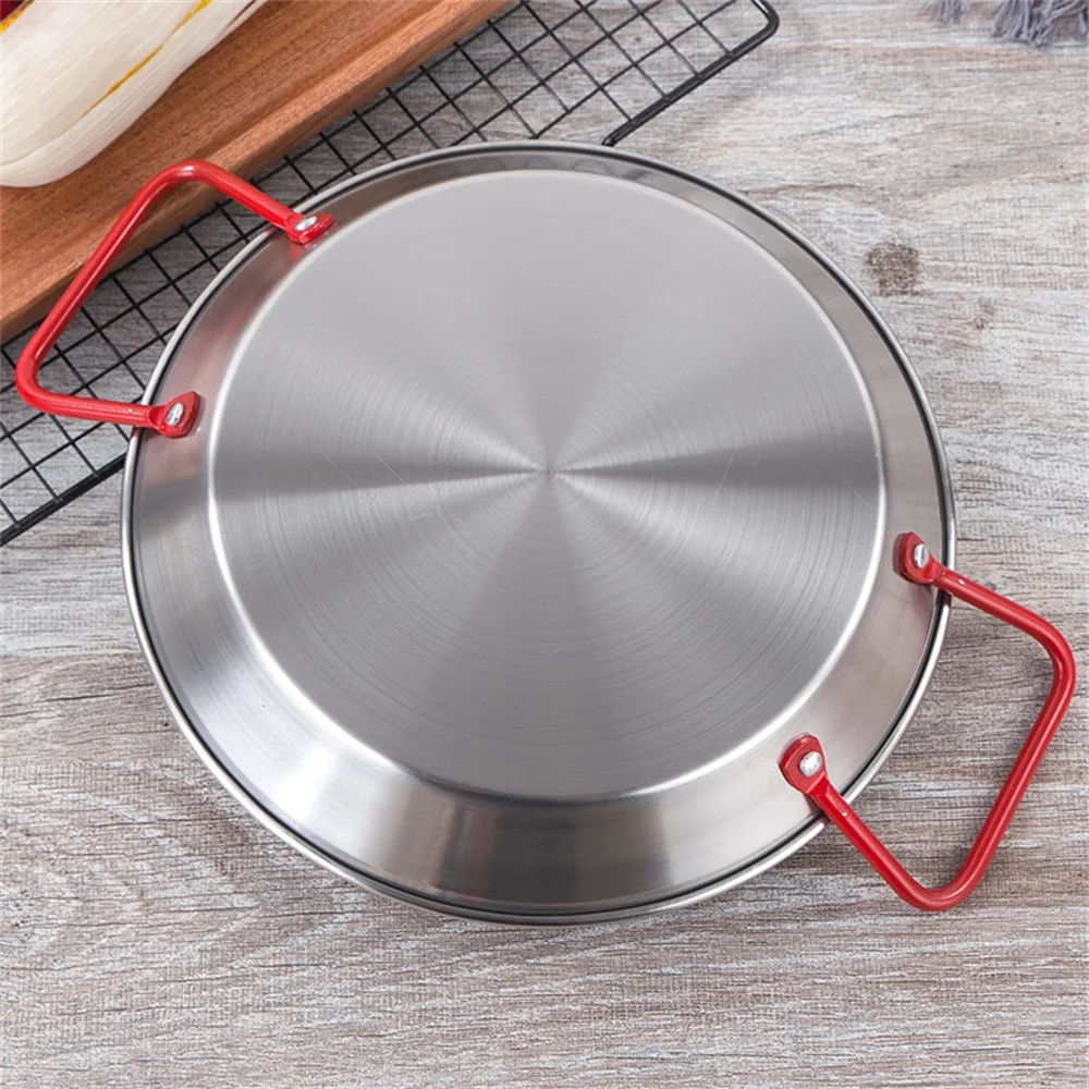 

Stainless Steel Paella Pan Spanish Seafood Frying Pot Non-Stick Frying Pot Kitchen Fried Chicken Fruit Plate Cooking Tool