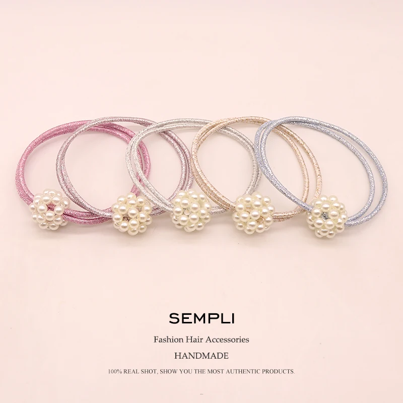 Резинка для волос Sempli милые эластичные ленты с жемчужинами ручной работы цветком