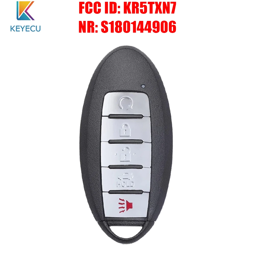 

KEYECU S180144906 for Nissan Maxima 2019 2020 Smart Remote Control Car Key Fob 5 Buttons 433.92Mhz 4A Chip FCC ID: KR5TXN7