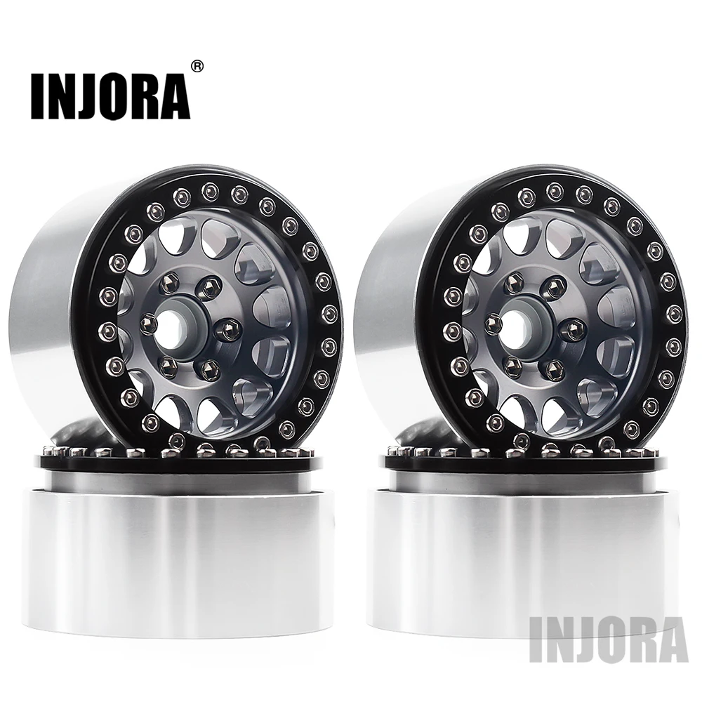 INJORA 4 шт. алюминиевый сплав 1,9 Beadlock колеса диски для 1/10 RC Гусеничный осевой SCX10 SCX10 II 90046 Traxxas TRX4 D90 - Цвет: YQW-01BG