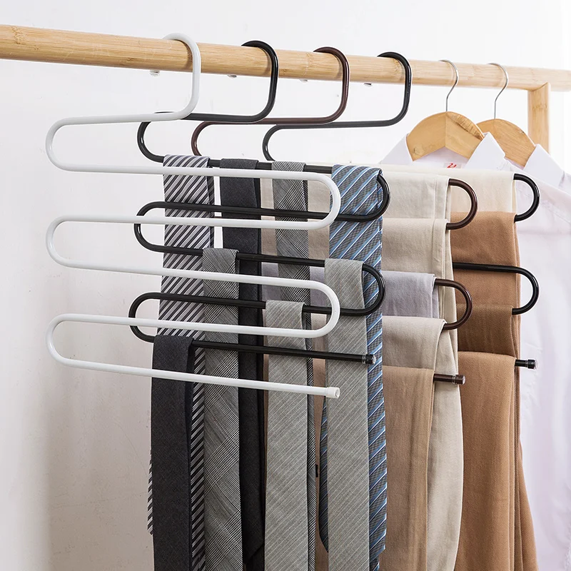 

5 Layers S-Shape Iron Wardrobe Storage Hangers Pants Trousers Hanger Multi-Layers Clothing Storage Rack Closet Space Saver Rack