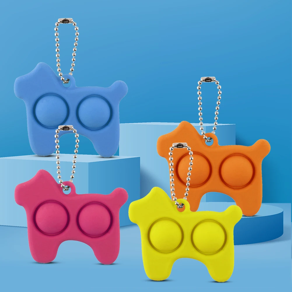 

Dimple Fidget Toy Kids Dog Pendant Sensory Anti-Stress Autism Push Bubble Relaxing Game Pendant Environmentally