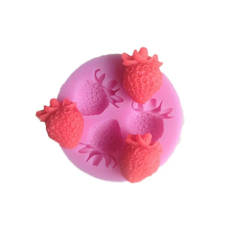 Силиконовая форма с тремя отверстиями для клубники фруктов 3d шоколада помадки