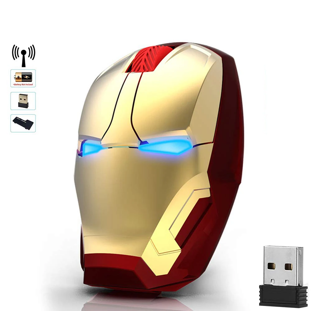 

Wireless Mice Iron Man Mouse Mouses Computer Button Silent Click 800/1200/1600/2400DPI Adjustable USB Optical Mice For Computer