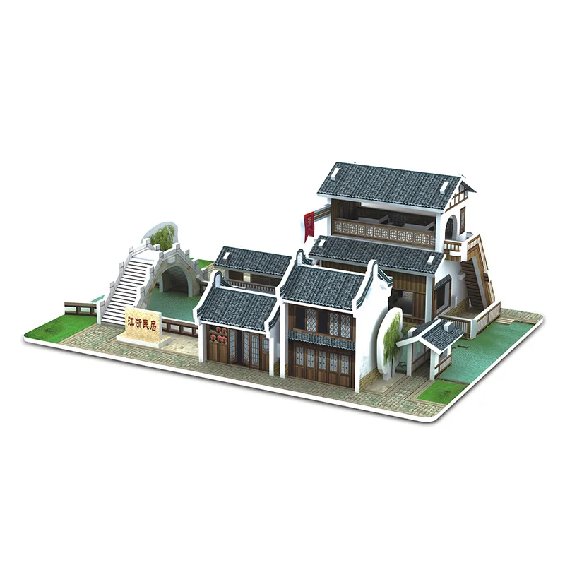 3D пазл бумажная модель игрушка сделай сам китайский дом водный город Юрта двор
