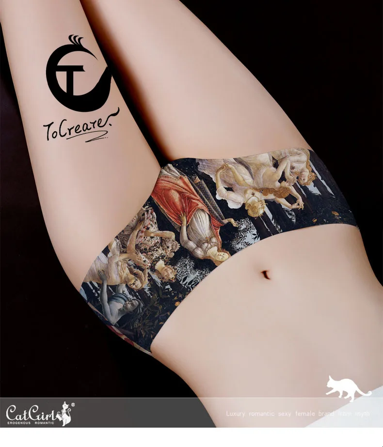 

Sexy Inner Pants 3D World-Famous Painting Viscose Fiber Women's Triangle Underwear Women's Cool Underwear New Style