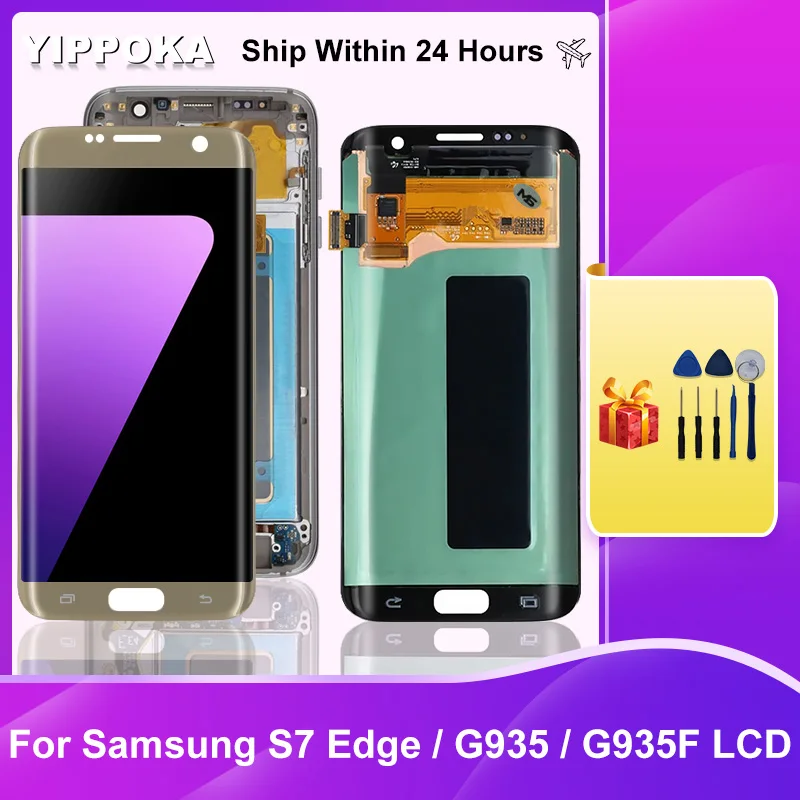 

5,5 "Оригинальный ЖК-дисплей для Samsung Galaxy S7 Edge G935 G935F, ЖК-дисплей, сенсорный экран, дигитайзер, запасные части G935FD