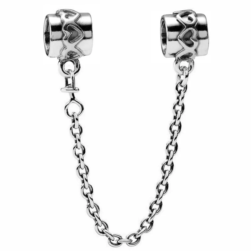 925 Серебряный подвеска С гравировкой любви всегда Лента сердец, звезд и галактики Безопасность цепочки бусины Подходит для браслета Pandora Diy Jewelry.