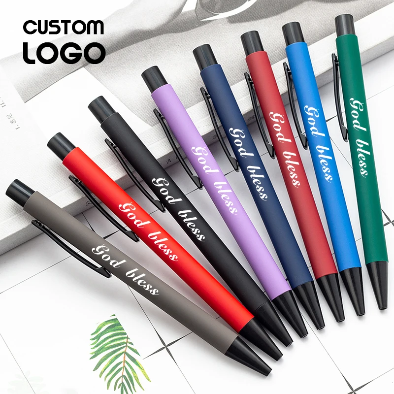 Press The Aluminum Rod Metal Spray Ballpoint Pen To Customize The Logo Business Advertising School Office Student Stationery