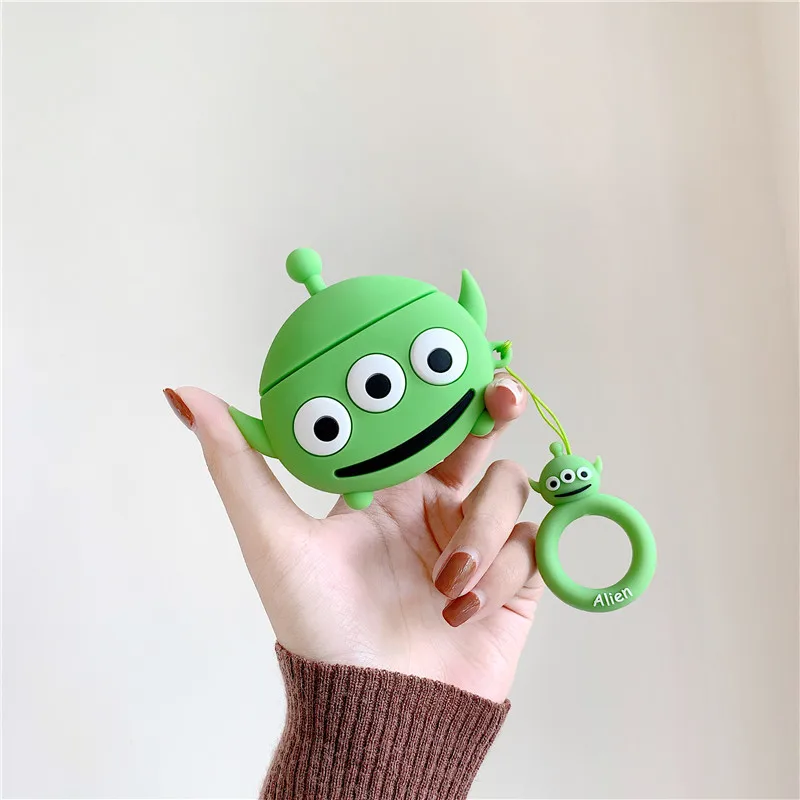 Силиконовые История игрушек мультфильма инопланетяне корпусы гарнитурные для Apple Airpods 1/2 Милая защита Bluetooth наушники крышка аксессуары для кожи