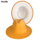 Фетровая Шляпа Унисекс, двусторонняя Регулируемая фетровая шляпа желтого и белого цветов, зима 2021