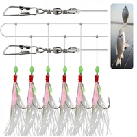 sabiki rigs bait saltwater fishing lure bright fish skin string hook 6 hooksset