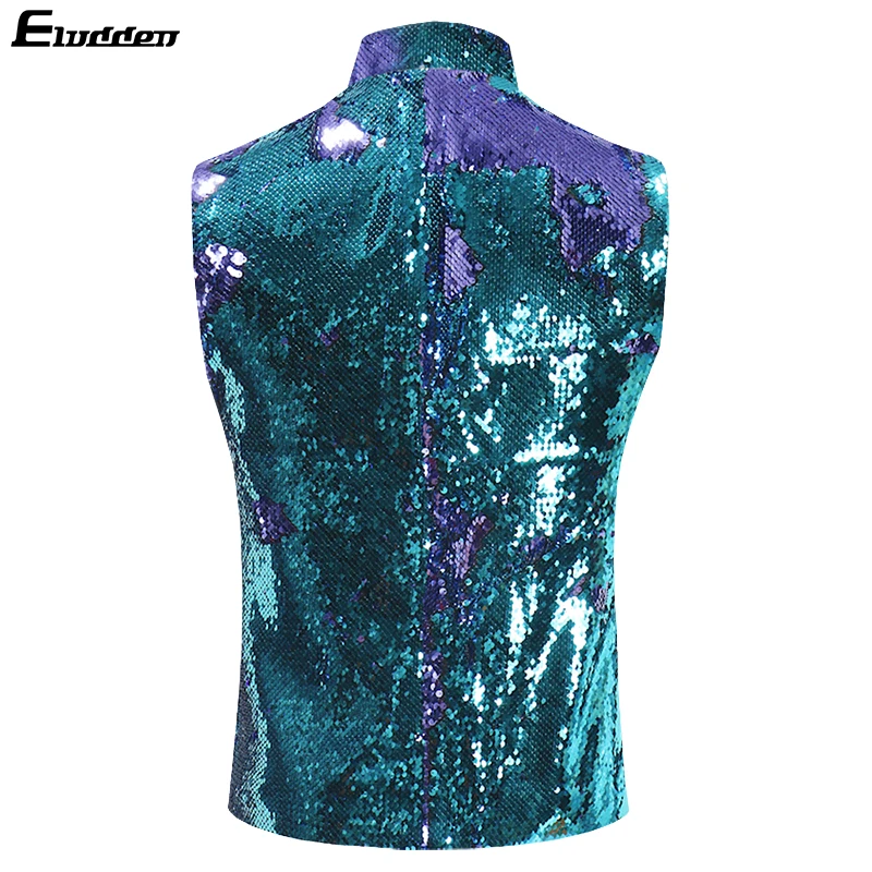 Мужской костюм-куртка жилет двухсторонний с блестками для выступлений на