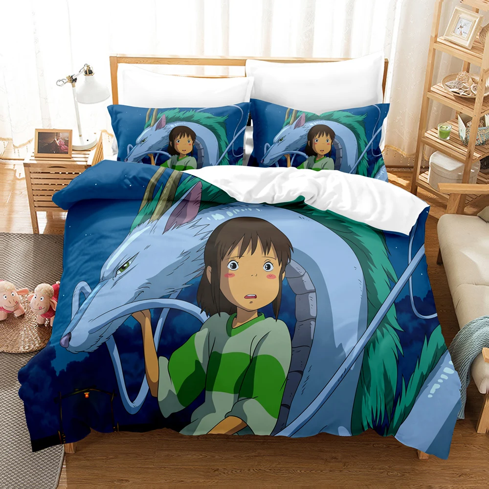 Spirited Away Bedding Set Japanese Anime Kids Gift Duvet Cover Comforter Bed Linen Queen King Single Size With Pillowcases | Дом и сад