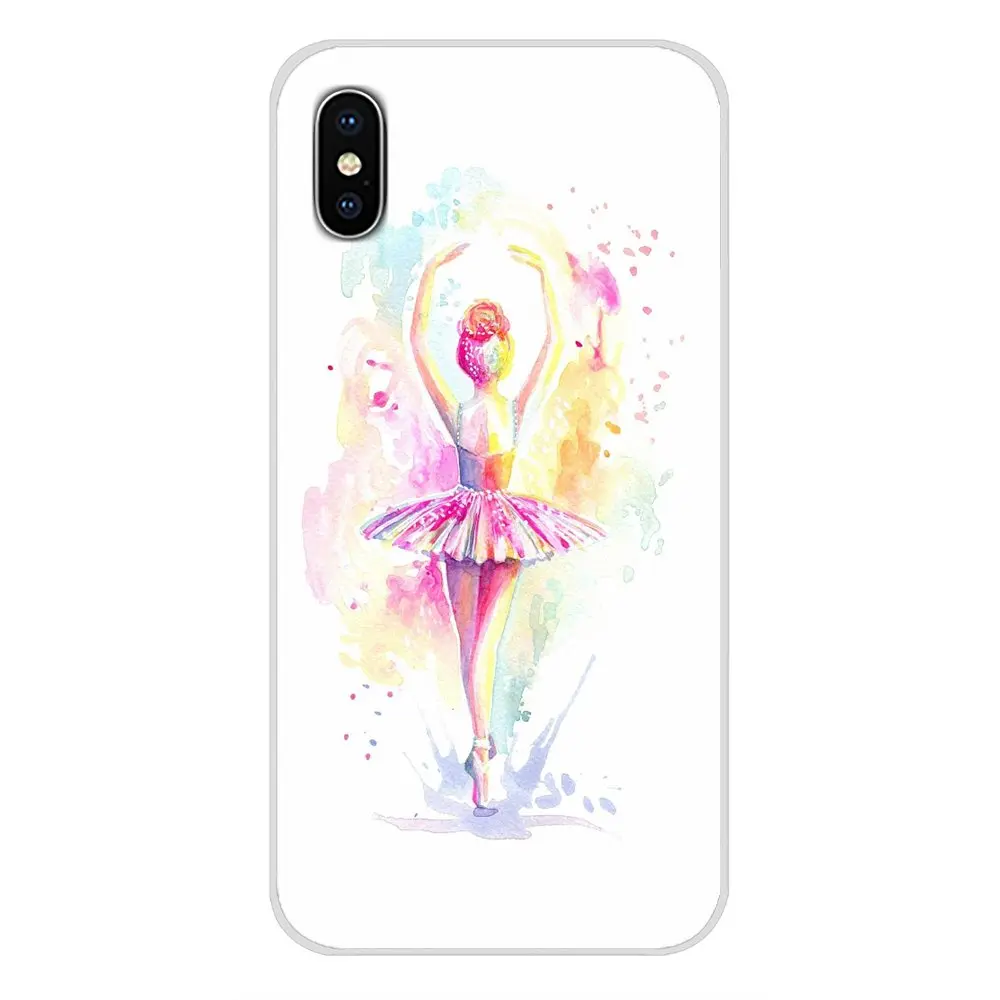 For Samsung Galaxy J1 J2 J3 J4 J5 J6 J7 J8 Plus 2018 Prime 2015 2016 2017 ballet dancer watercolor painting TPU Transparent Case | Мобильные