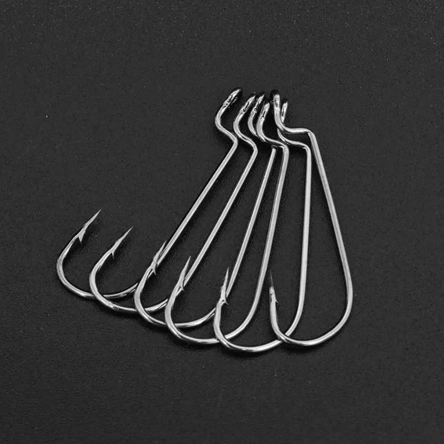 50pcs/lot Size: 6#--5/O High Carbon Steel Fishing Hooks Narrow belly Crank hook Soft bait Worm hooks | Спорт и развлечения