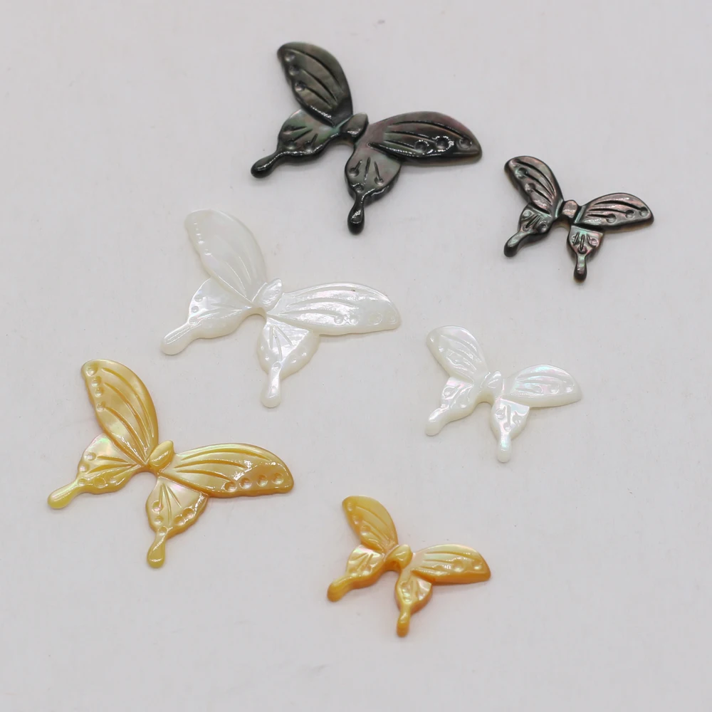 

2021 New Natural Shell Carved Butterfly Shape Shell Boutique Pendant Making DIY Fashion Charm Necklace Bracelet Jewelry