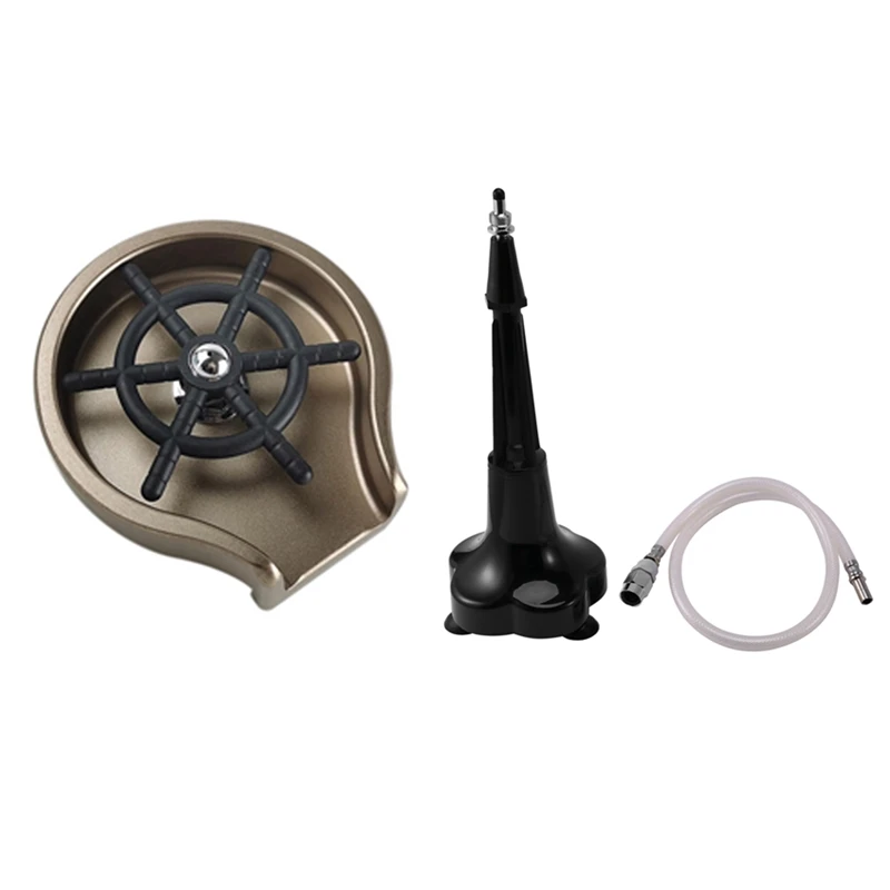 

2 Pcs Portable Glass Blender Cleaning Rinser Cup Glass Washer, Black & Golden