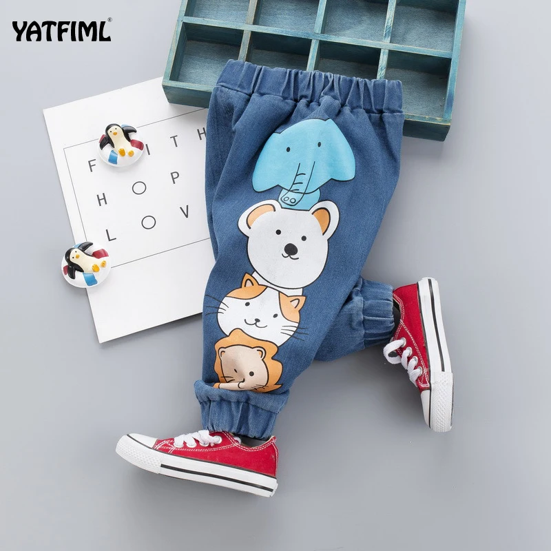 YATFIML Мультяшные брюки модные джинсы для девочек детские с дырками мальчиков