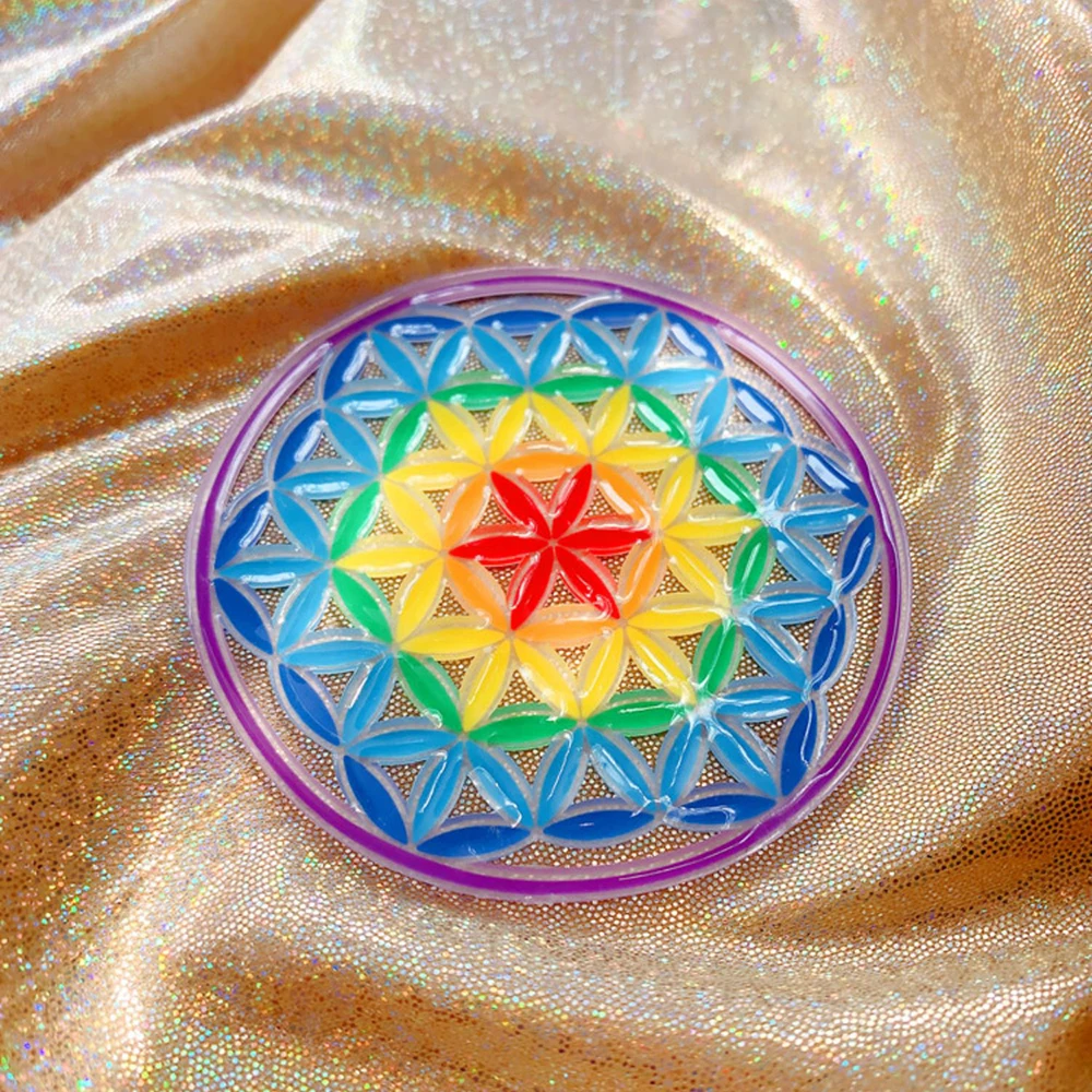 Posavasos de cristal para chakras, de color Natural Mantel Individual, campo magn&eacute;tico Anti radiaci&oacute;n, decoraci&oacute;n navide&ntilde;a para el hogar-2