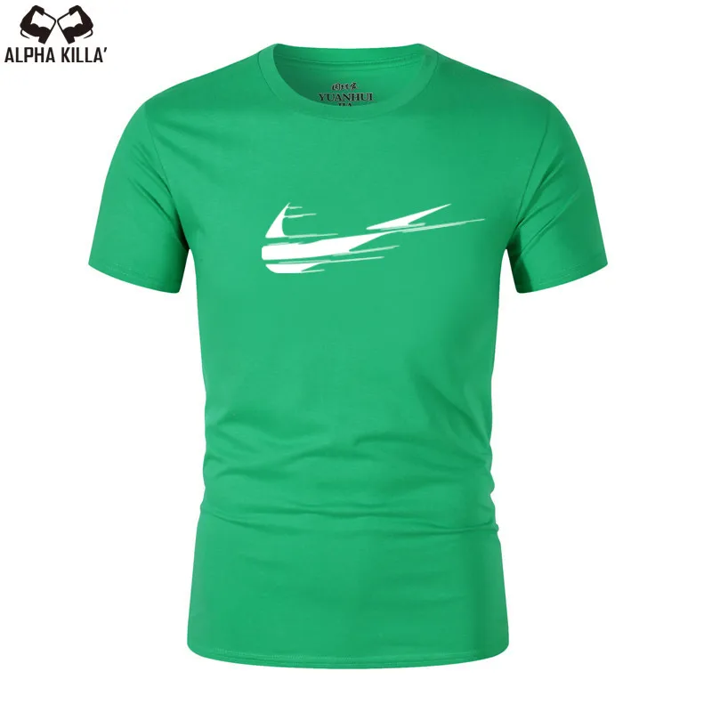 2019 Новая летняя рубашка из хлопка с рукавами для тренажерного зала футболка