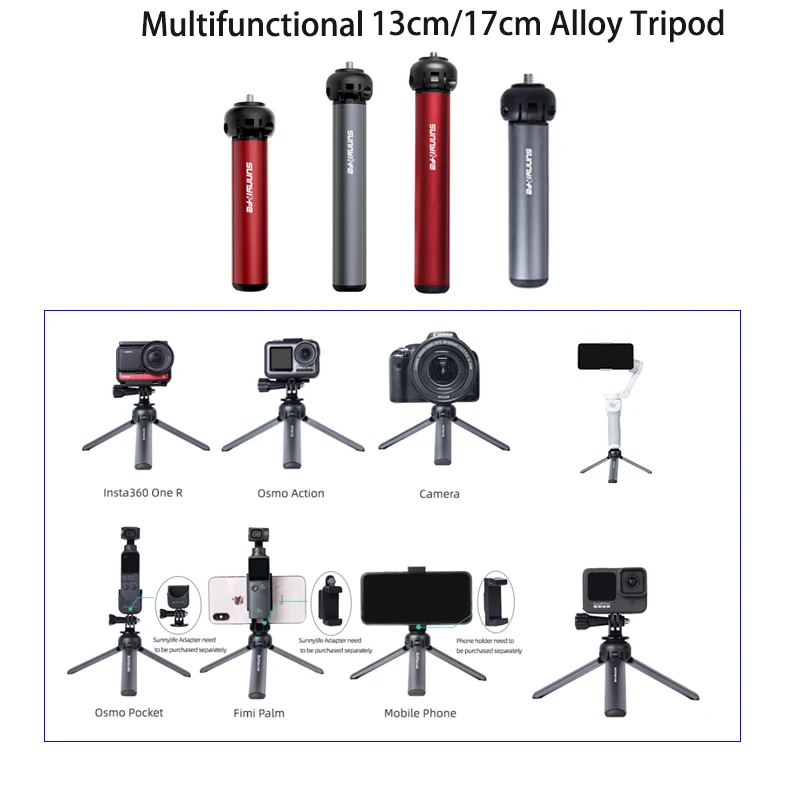 

Мини-штатив Sunnylife из алюминиевого сплава для GoPro Hero 9/OM 4/Osmo Pocket /Insta360 One R аксессуары для экшн-камеры