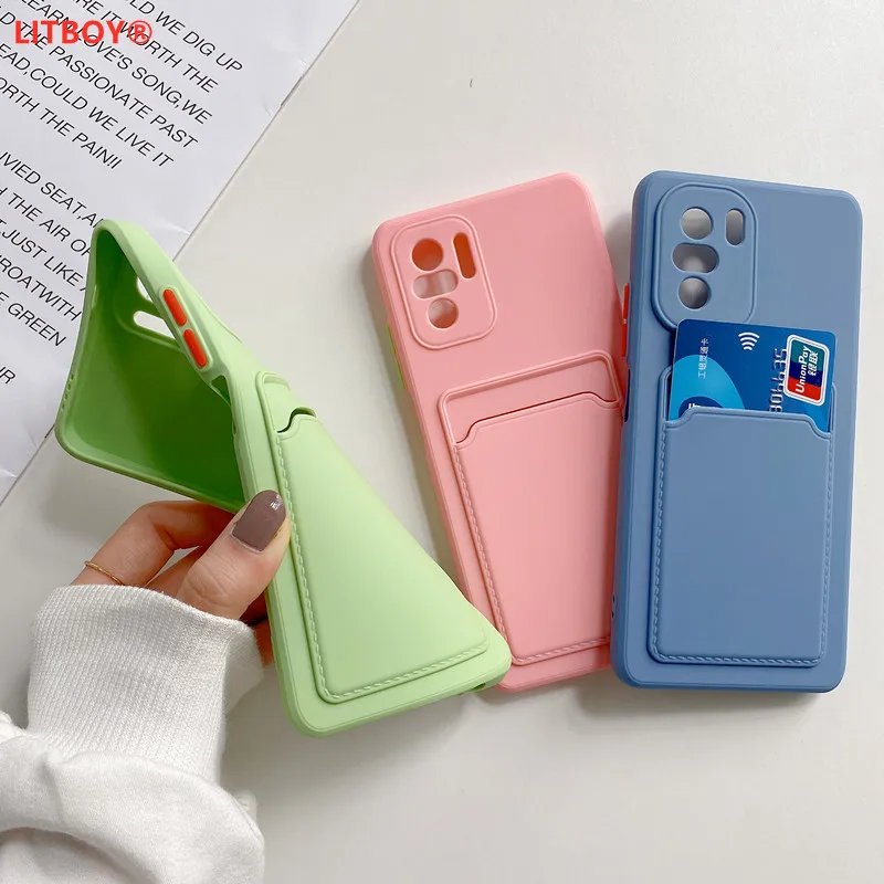 

New Silicone Card Package Phone Case For Xiaomi Redmi Note 10 9 8 Pro Max Xiaomi 11 10s Redmi K40 Camera Protective Soft Covers