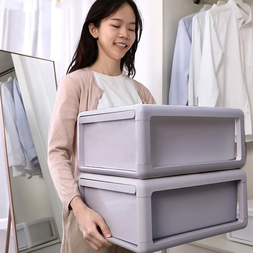 

1Pc Closet Storage Box Stackable Organizer Box Underwear Storage Holder (Grey)