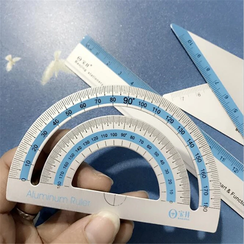4pcs/set New UV Aluminum Alloy Ruler Drawing Measurement Geometry Triangle Straightedge Protractor A Variety Of Rulers | Дом и сад